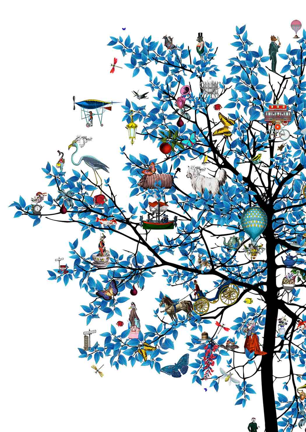 Mammalian Blue Folk Tree - Small Enlarged