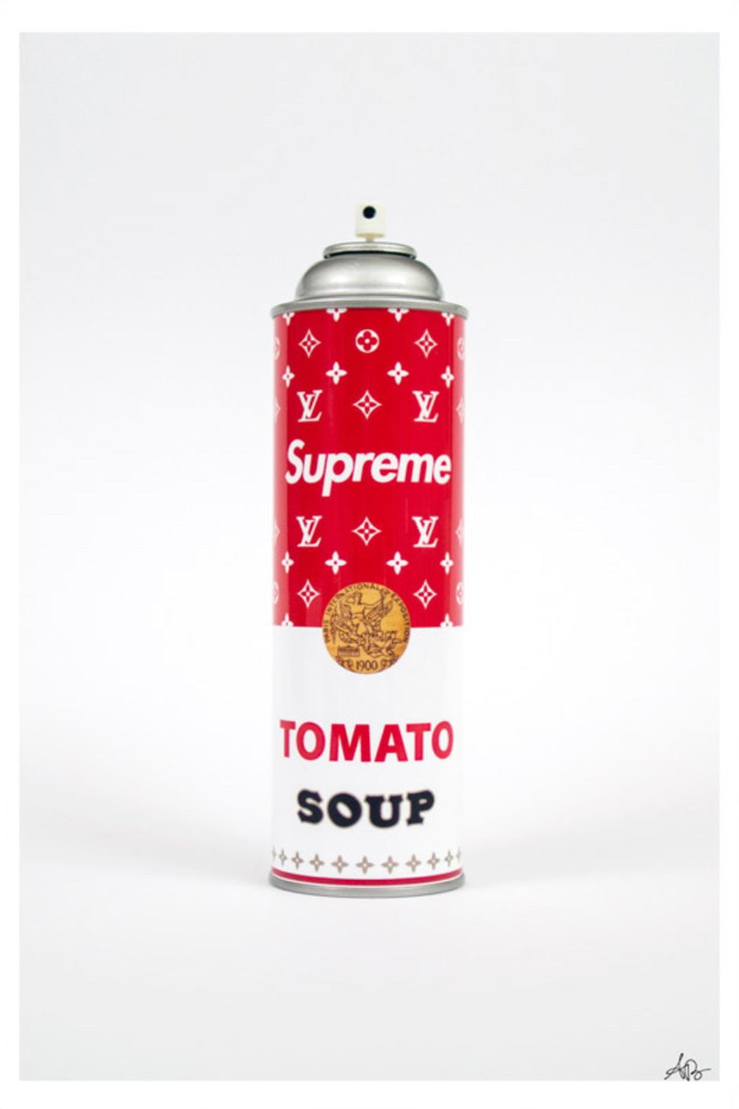 Supreme Louis Vuitton Soup Spray Paint Can Print Enlarged