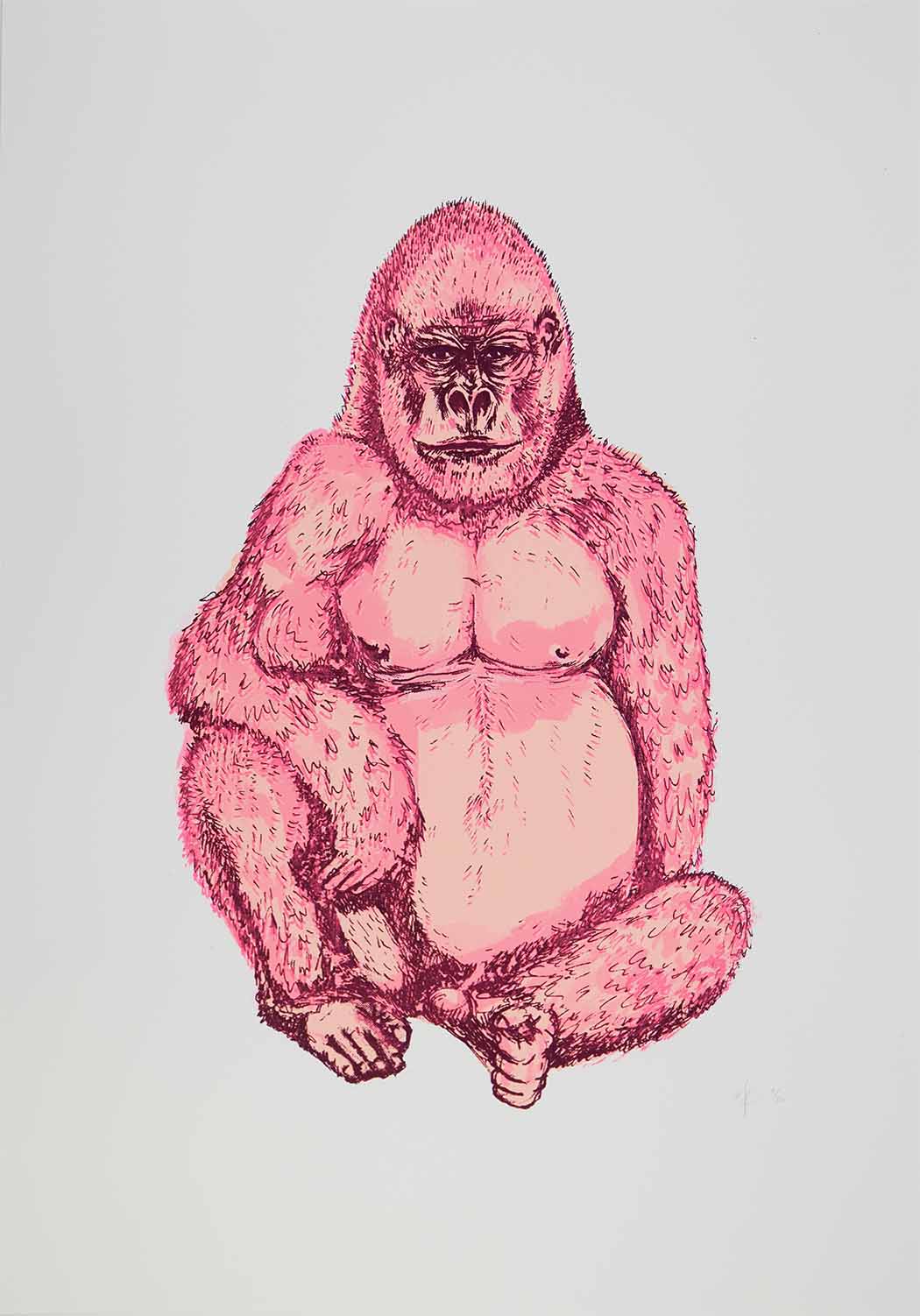 Gorilla - Pastel Pink Enlarged