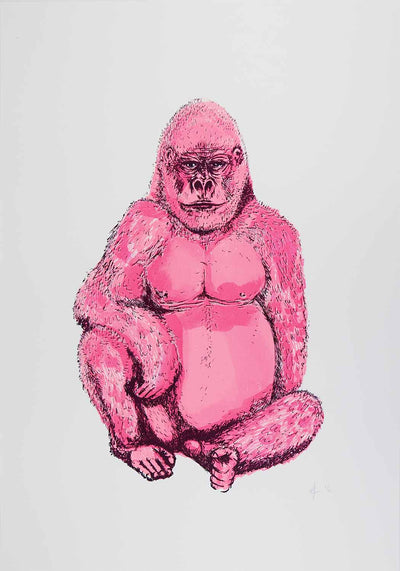 Gorilla - Neon Pink Art Print by Hannah Carvell - Art Republic