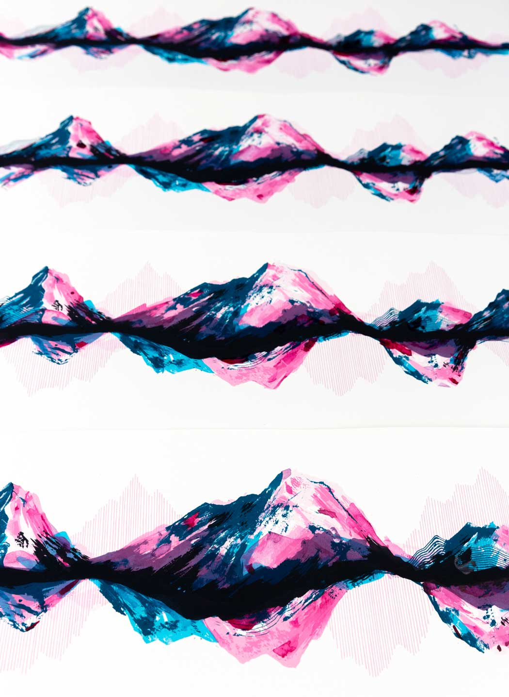 Mountainscape Pink and Blue Enlarged