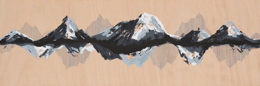 Mountainscape on Wood Enlarged