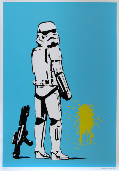 Pissing Stormtrooper (Blue) Art Print by Thirsty Bstrd - Art Republic