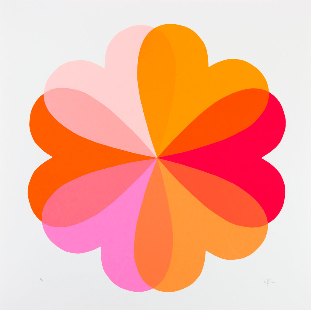Large Hearts & Flowers Pink & Orange Enlarged
