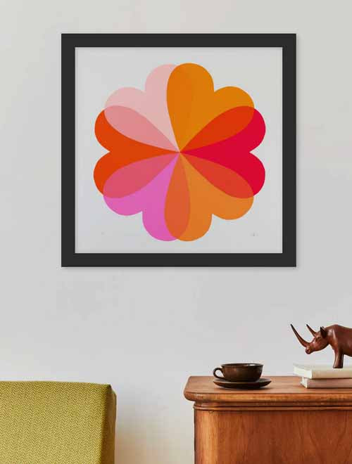 Large Hearts & Flowers Pink & Orange Enlarged