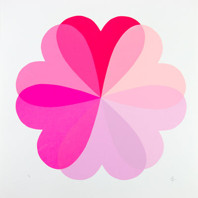 Large Hearts & Flowers Pink & Purple Art Print by Hannah Carvell - Art Republic