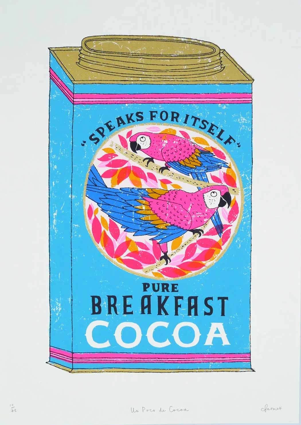 Vintage Parrot Cocoa Tin Enlarged