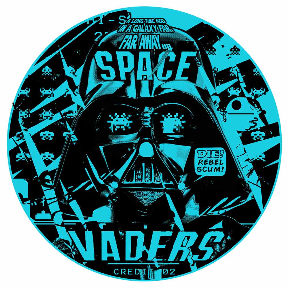 Space Vader - Blue Enlarged