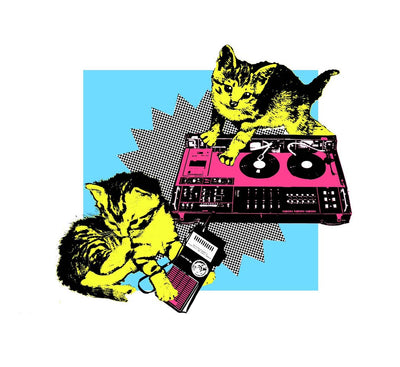 Scratchin' Cats (Blue) by The Cameron Twins - Art Republic