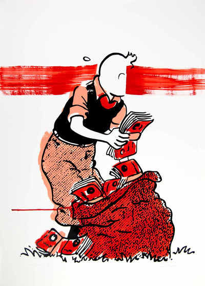 Tintin Cash (Red Stripe) Art Print by Carl Stimpson - Art Republic