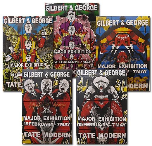 Gilbert & George, Set of 5 Signed Exhibition Posters Enlarged