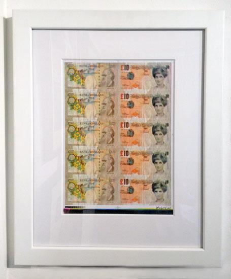 Framed 'Di-Faced Tenners (Full Sheet)' (Silkscreen Signed Artist Proof Edition of 32) Enlarged