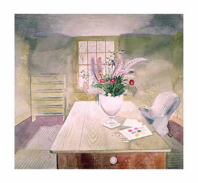 Flowers on Cottage Table Art Print by Eric Ravilious - Art Republic