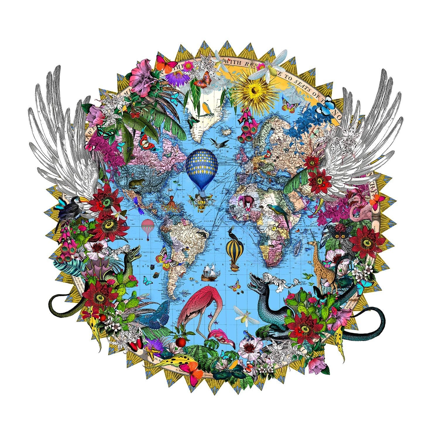 Here Be Dragons - Svifandi Blue World - Large Enlarged