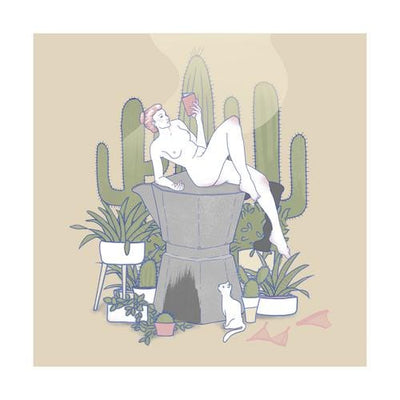 Coffee, Cats and Cacti, 2020 Art Print by Zoe Jackson - Art Republic