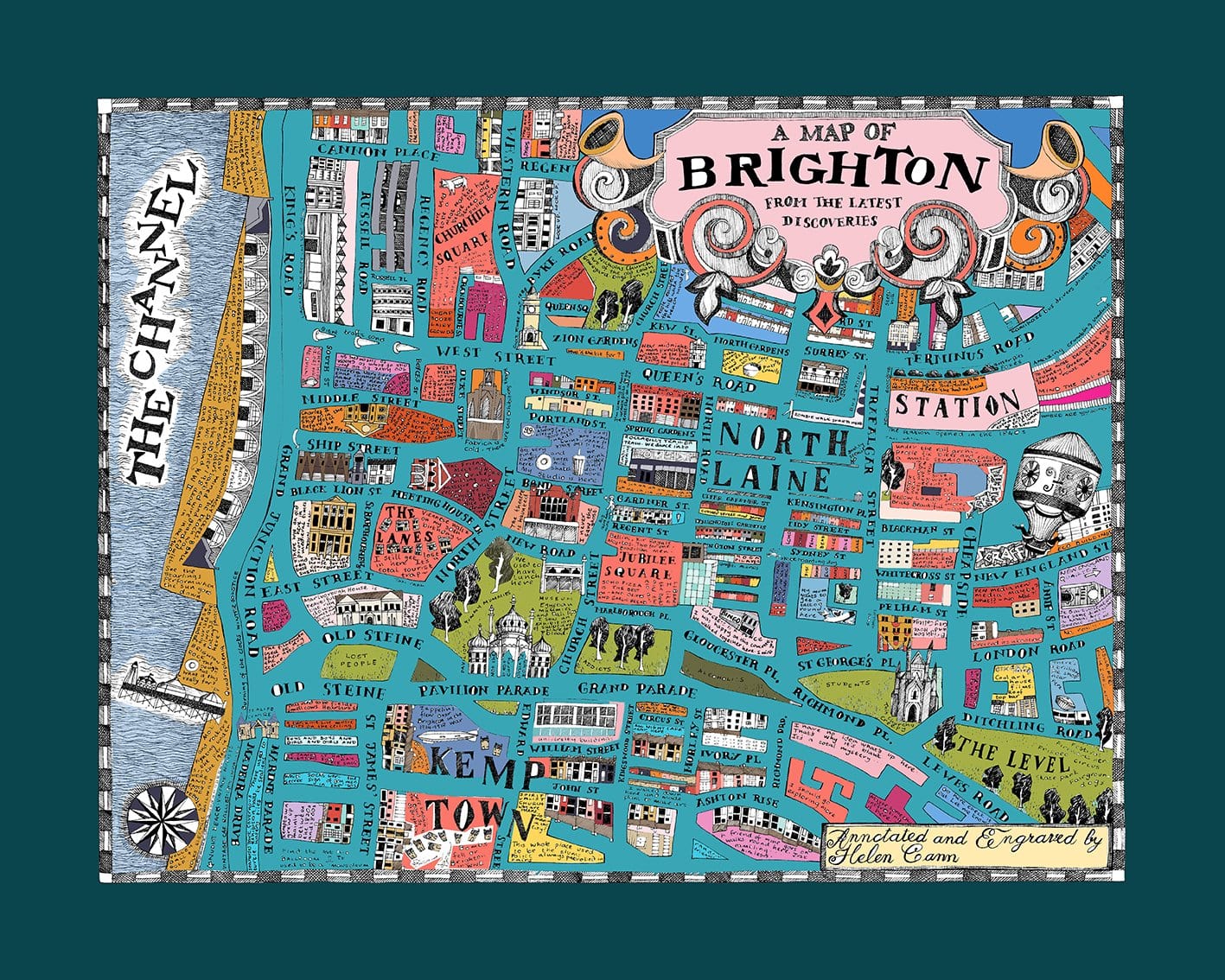 A Map of Brighton from the Latest Discoveries (Dark Turquoise) Enlarged