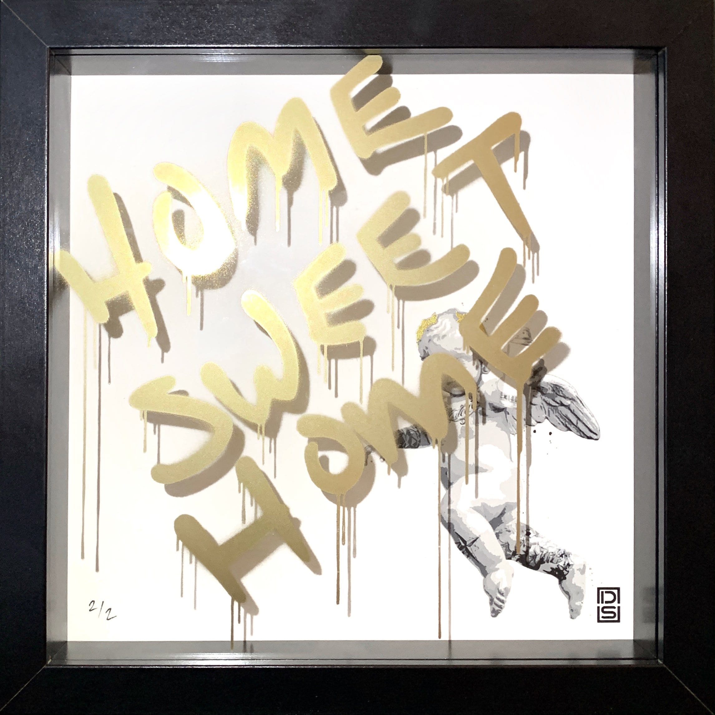 Home Sweet Home - Gold - Black Frame Enlarged
