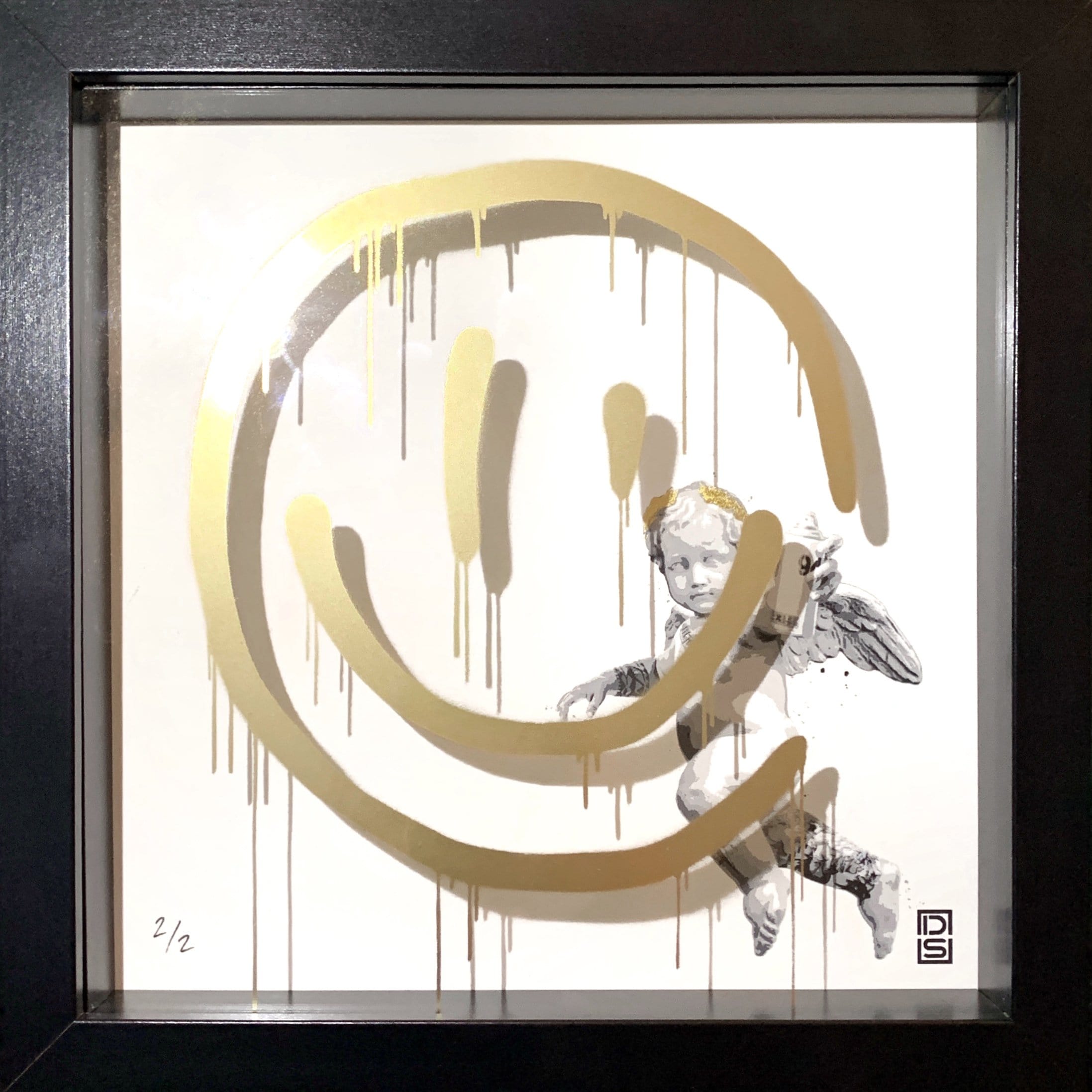 Smiley - Gold - Black Frame Enlarged