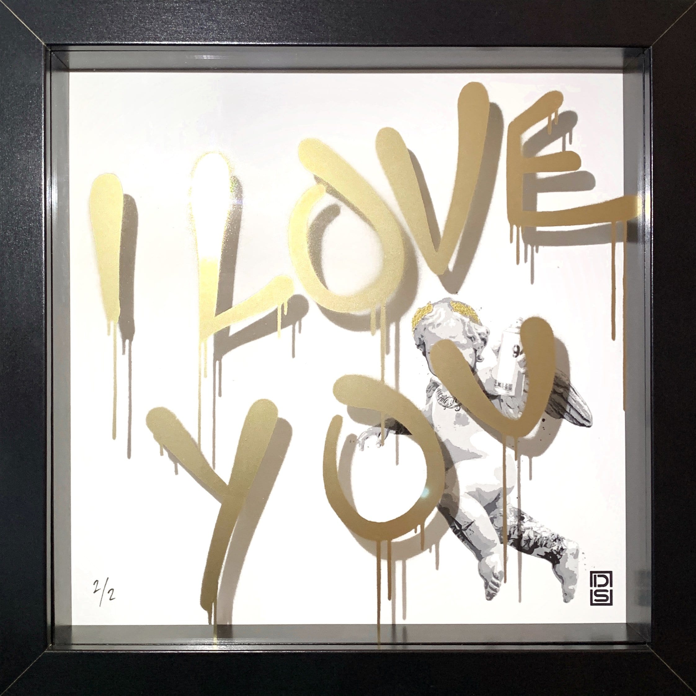 I Love You - Gold - Black Frame Enlarged