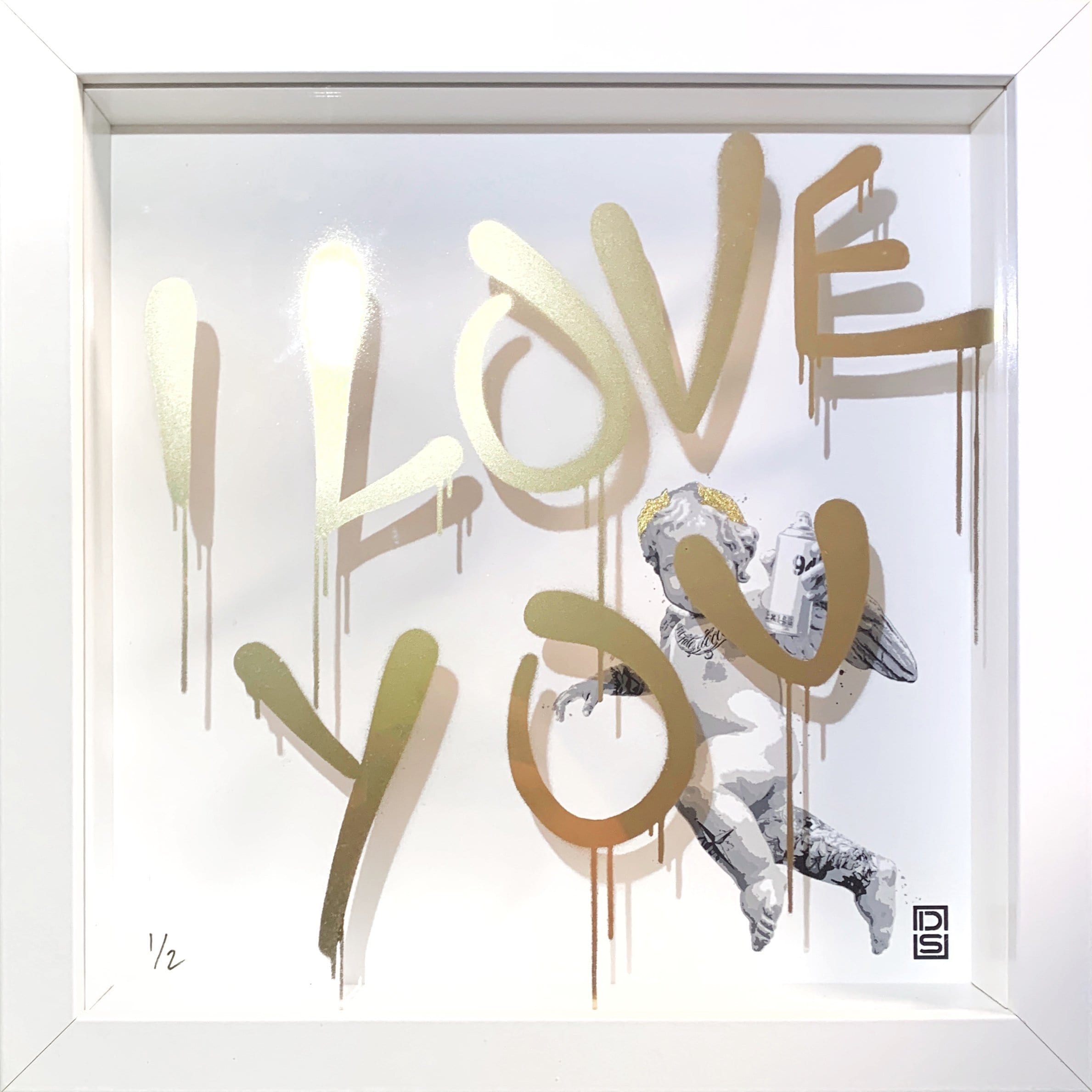 I Love You - Gold - White Frame Enlarged
