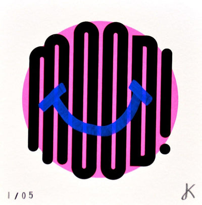 Mini Moods - Happy (Pink) Art Print by James Kingman