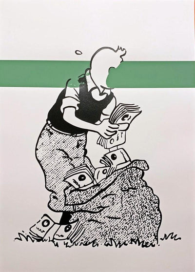 Tintin Cash (Green Stripe) Art Print by Carl Stimpson - Art Republic