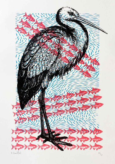 Stork By The River Art Print by Memori Prints - Art Republic