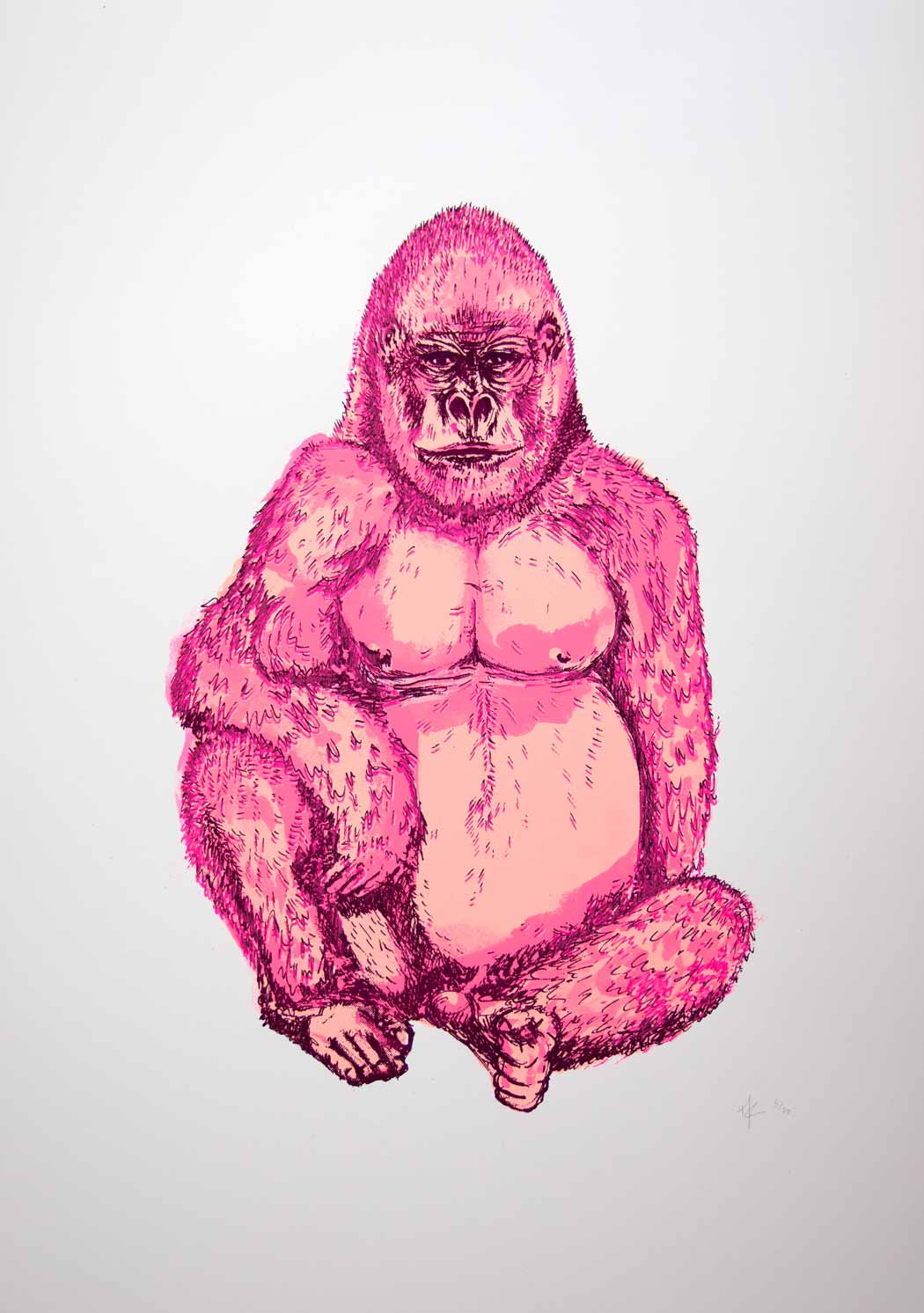 Gorilla - Pastel Pink Enlarged