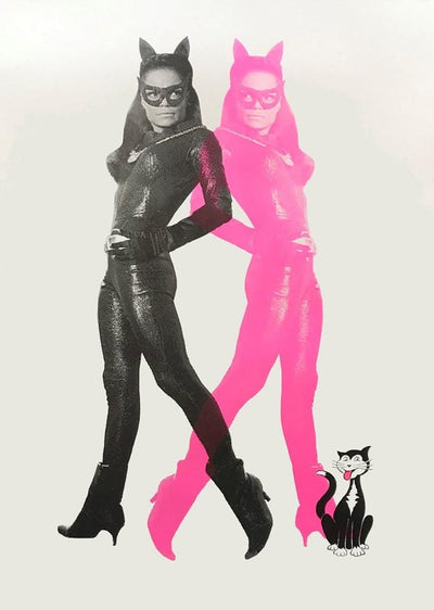 Eartha Kitt, Cat Woman - Black and Pink Art Print by Shuby - Art Republic