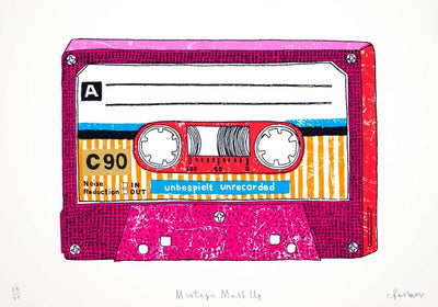 Personalised 'Pink Mega Mixtape' Screenprint Art Print by Charlotte Farmer - Art Republic