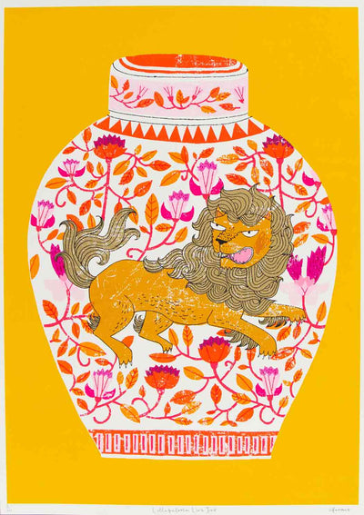 Lollapalooza Lion Jar Art Print by Charlotte Farmer - Art Republic