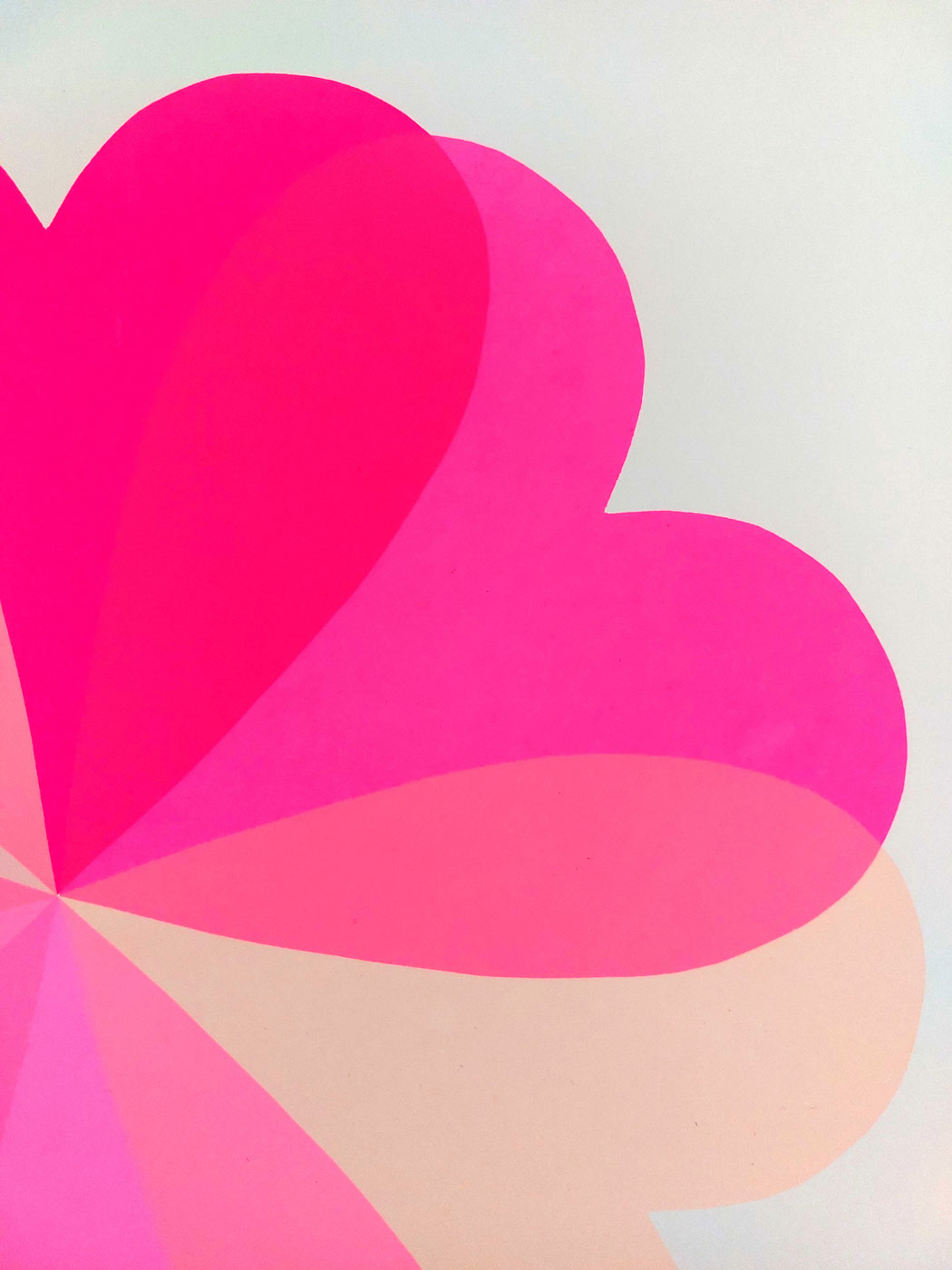Large Hearts & Flowers Neon Pink - Framed Enlarged