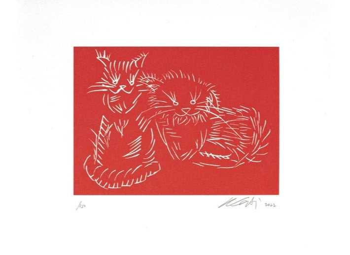 Cats (Red), 2022 Enlarged