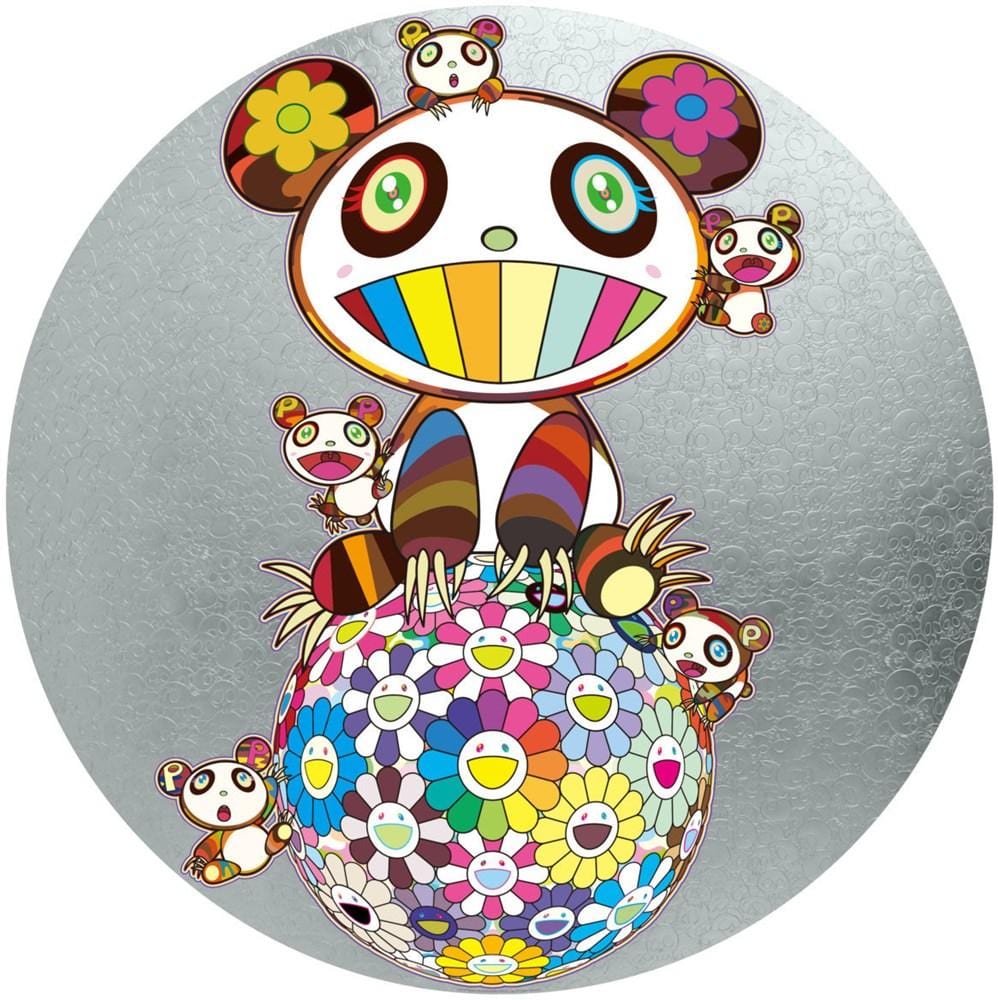 Panda Family & Flowerball (Silver), 2020 Enlarged