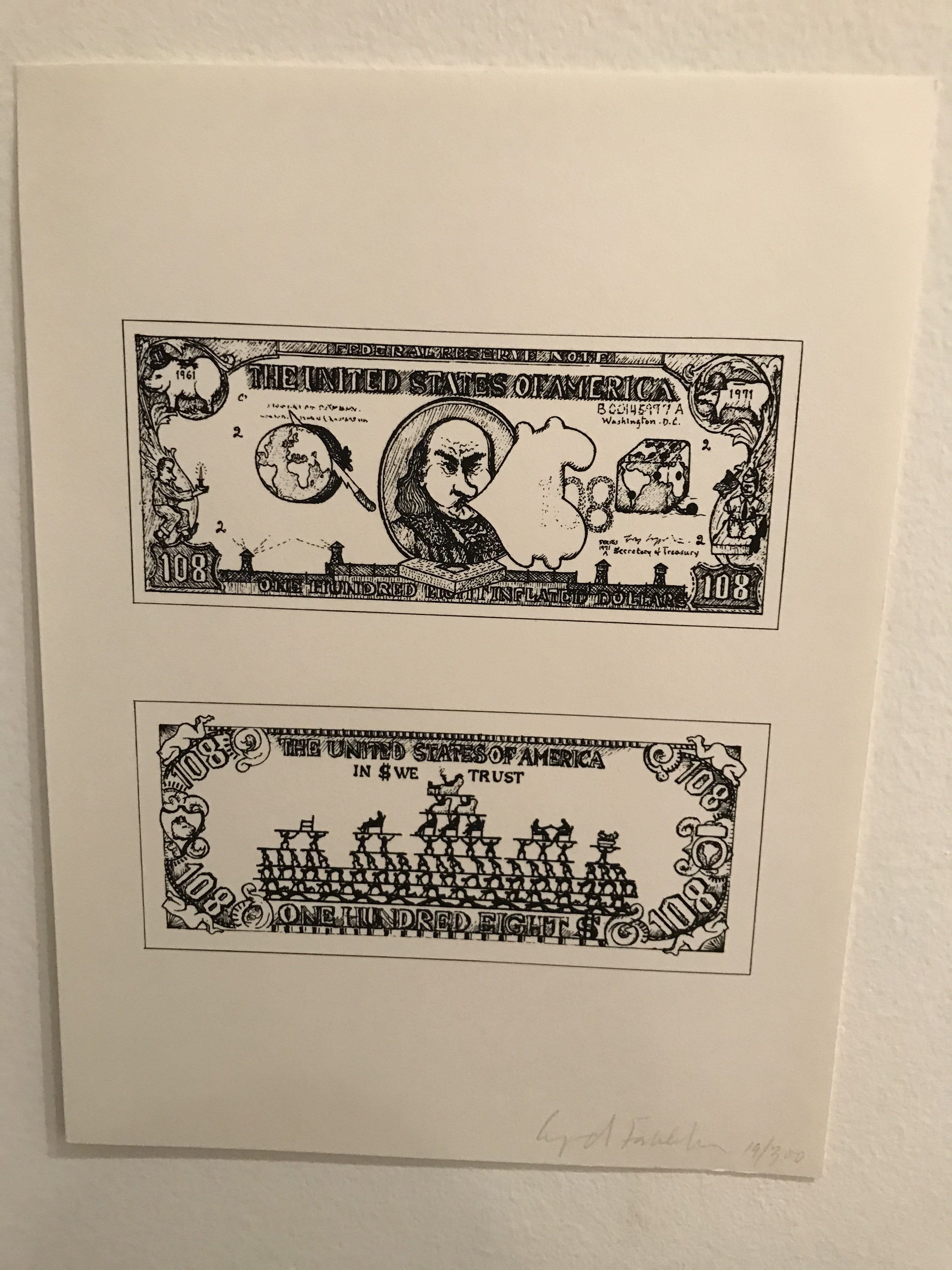$108 Bill (from The New York Collection for Stockholm portfolio), 1973 Enlarged