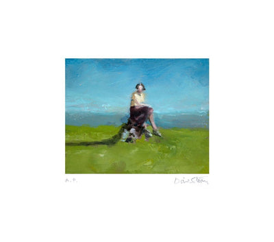 Seated Figure (Distant Hills), 2020 Art Print by David Storey
