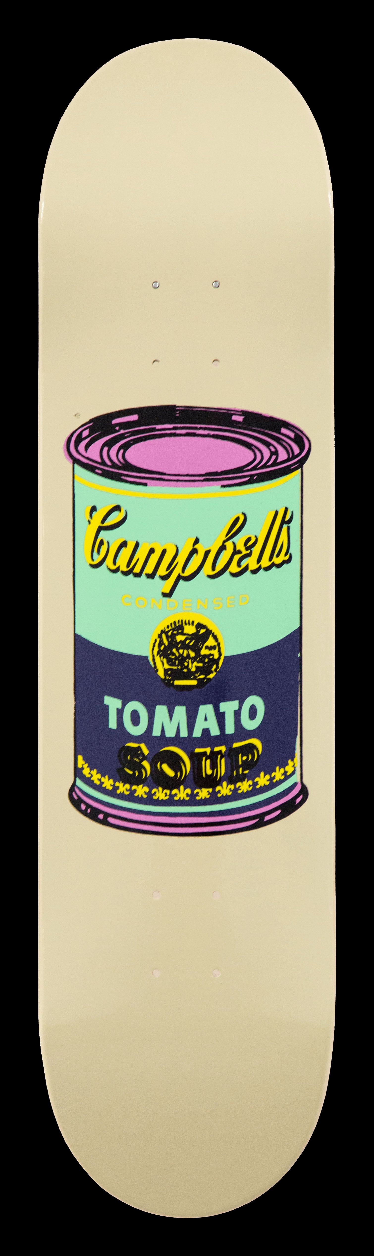 Coloured Campbell's Soup Eggplant Skate Deck, 2016 Enlarged