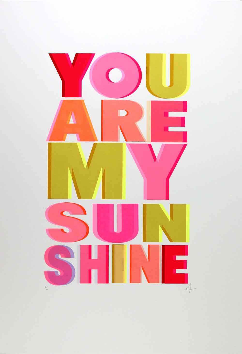 You Are My Sunshine in Multicolour - Framed Enlarged