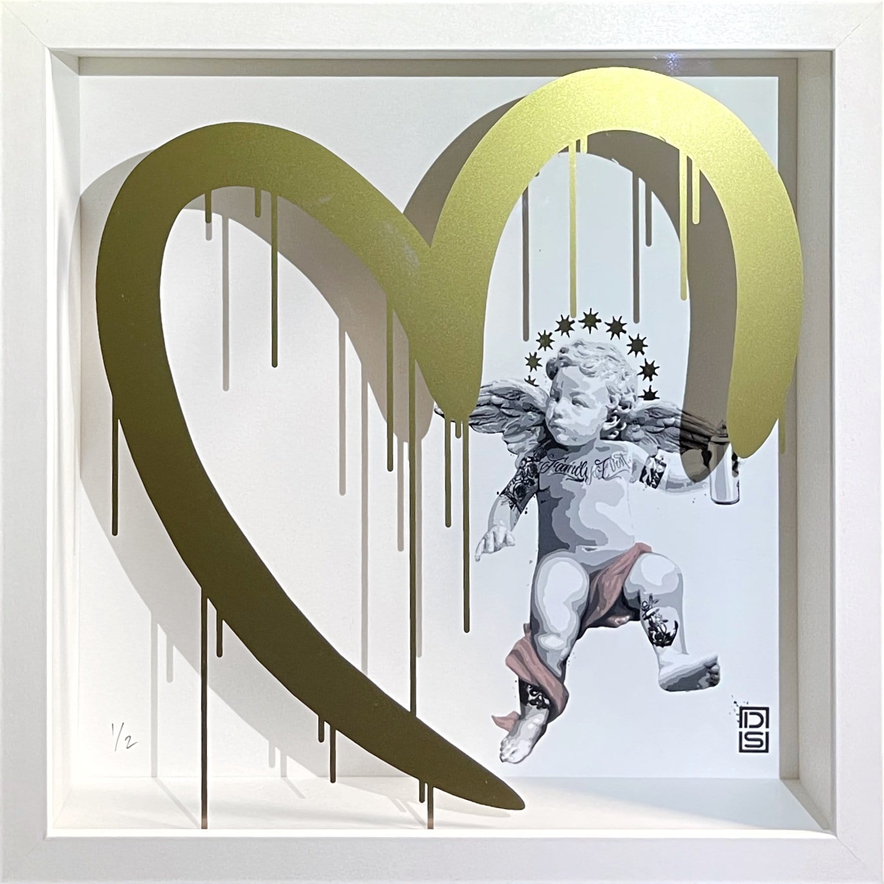 Heart - Gold (White Frame) Enlarged