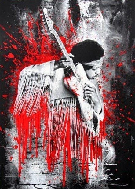 Jimi Hendrix (red) Enlarged