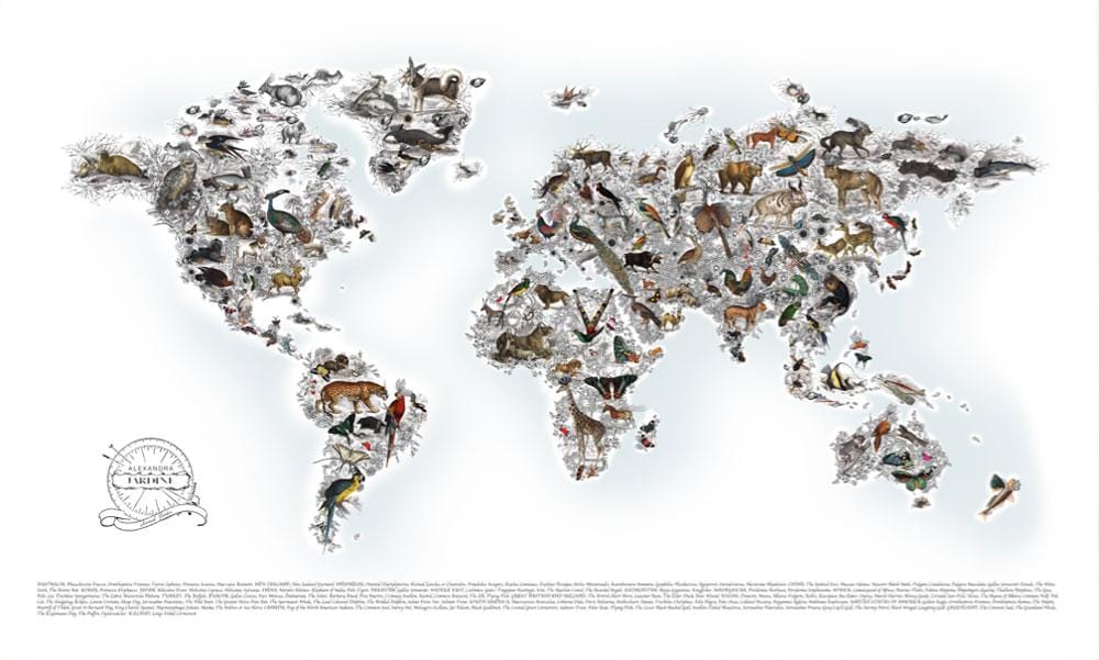 Alexandra Jardine World Map by Kristjana S Williams Enlarged