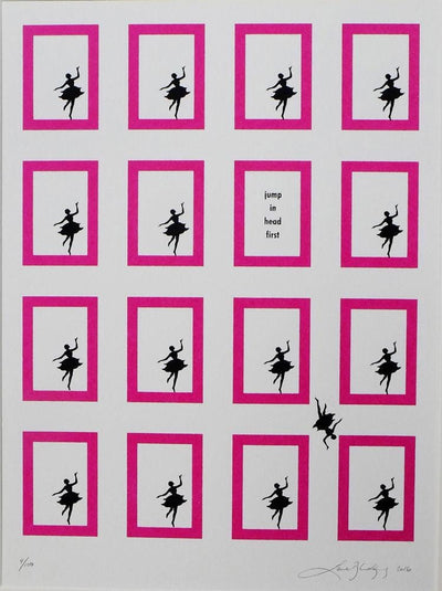 Jump In Head First - Pink Art Print by Lene Bladbjerg