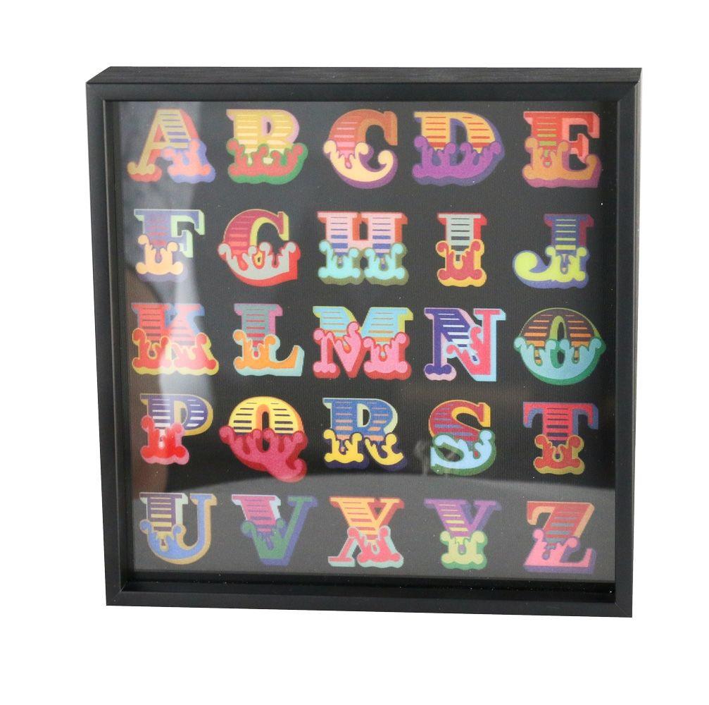 Framed Circus Alphabet Lenticular Postcard - Black Enlarged