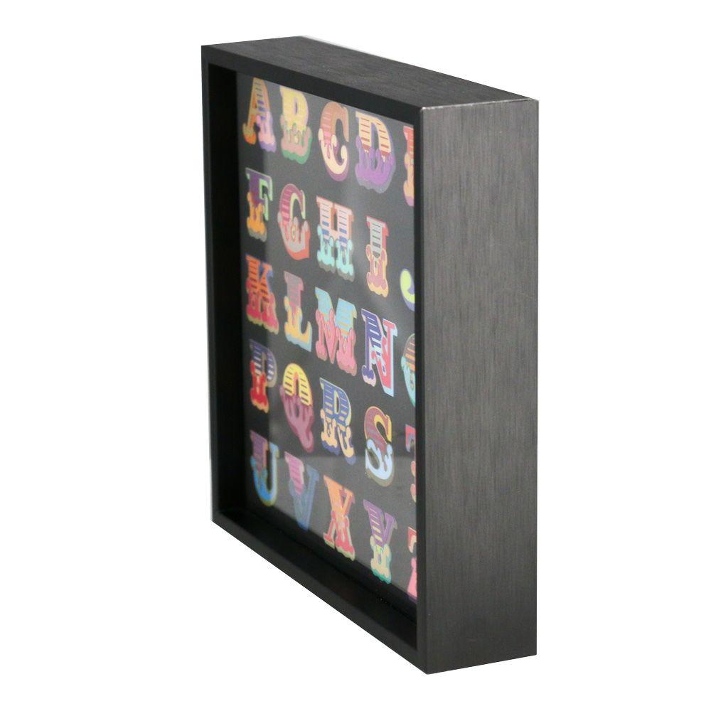 Framed Circus Alphabet Lenticular Postcard - Black Enlarged