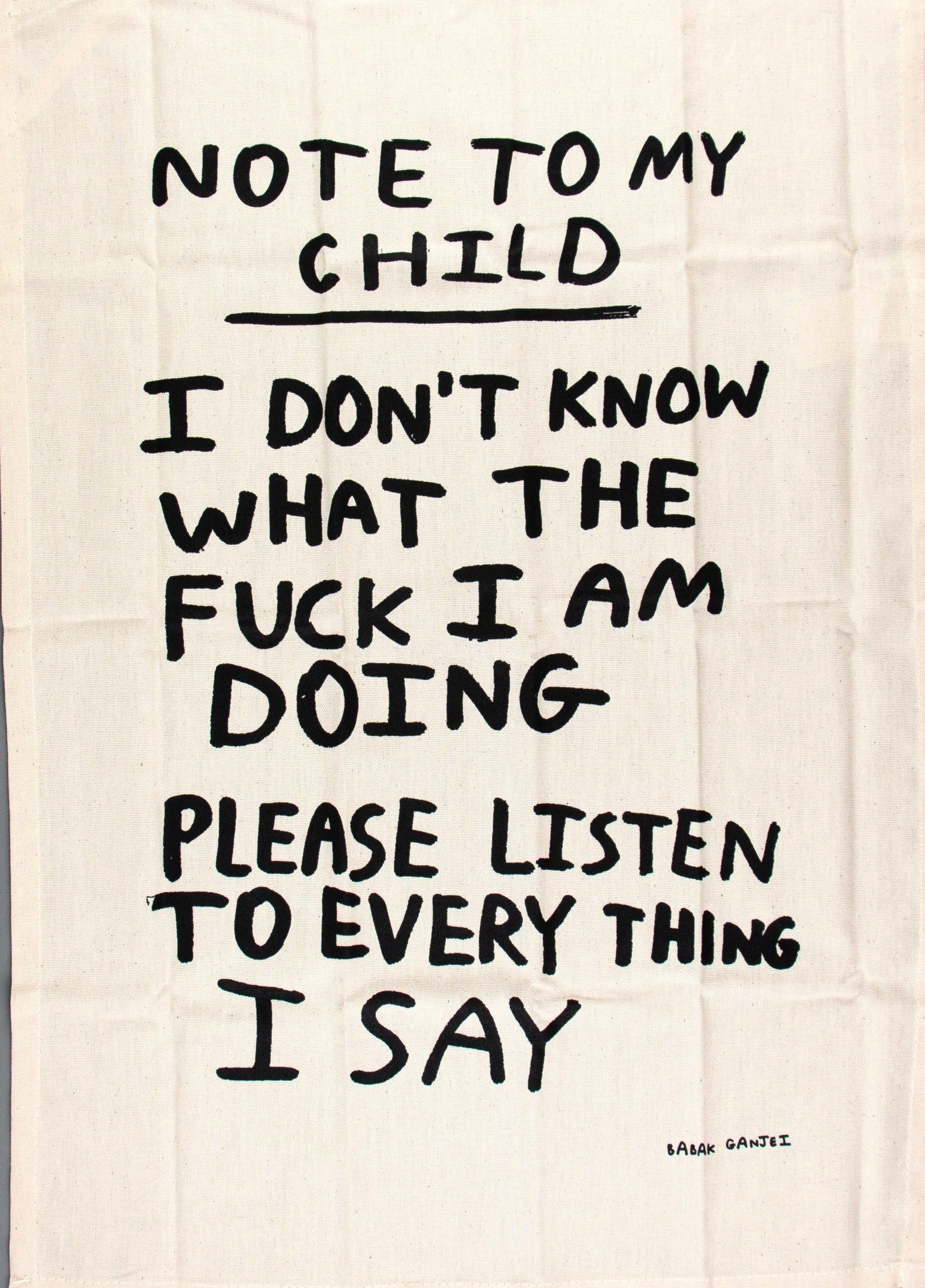 Note to Child - Tea Towel Enlarged