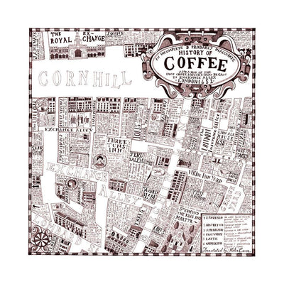 Coffee Map Art Print by Helen Cann