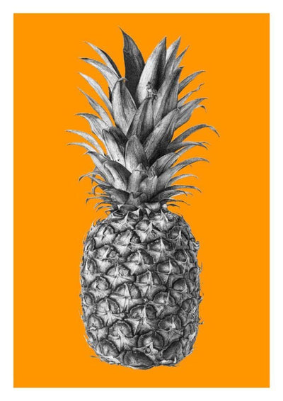 Rainforest Rewild Pineapple - A2 Orange Art Print by CJP