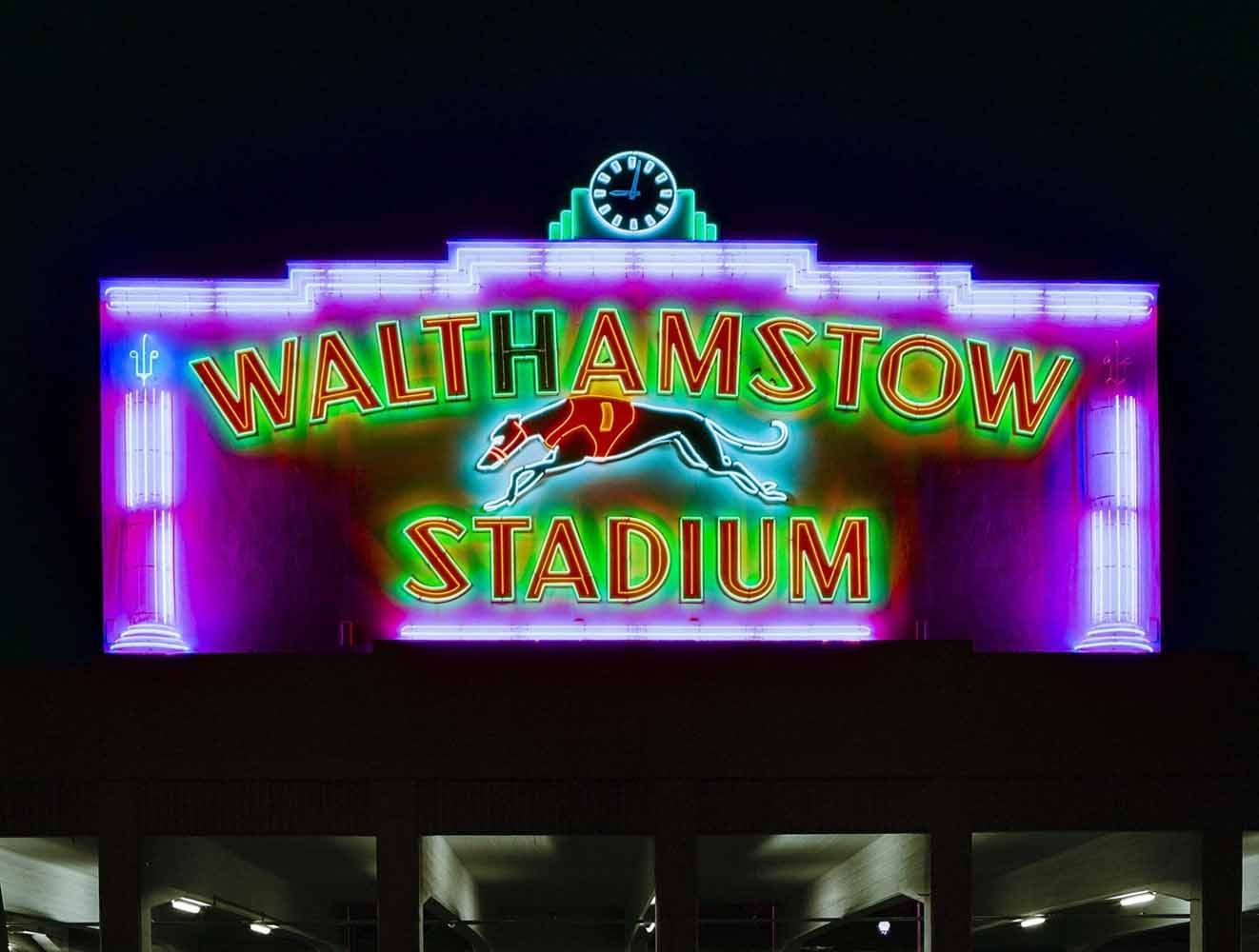Walthamstow Stadium at Night, London - Small, 2019 Enlarged